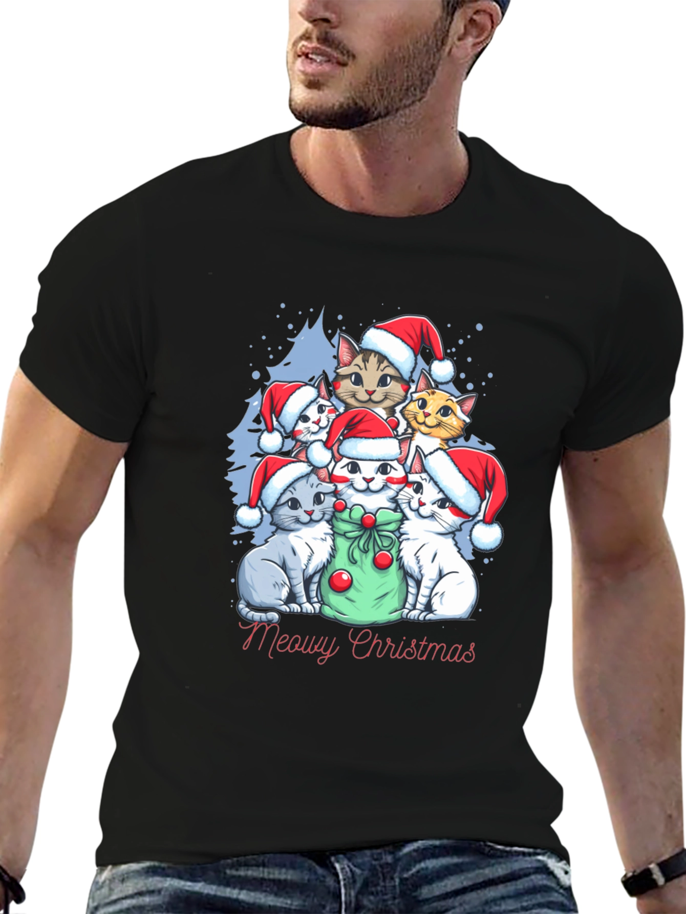 Meowy Christmas Cat Lover T-Shirt