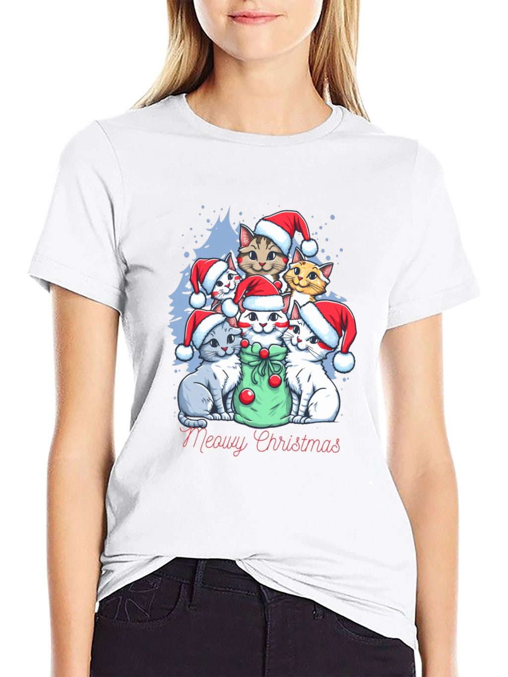 Meowy Christmas Cat Lover T-Shirt