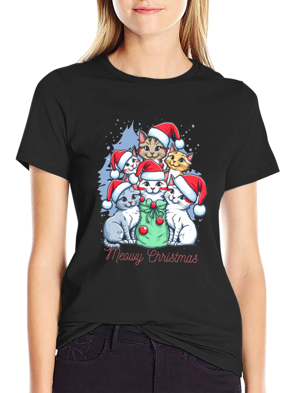 Meowy Christmas Cat Lover T-Shirt