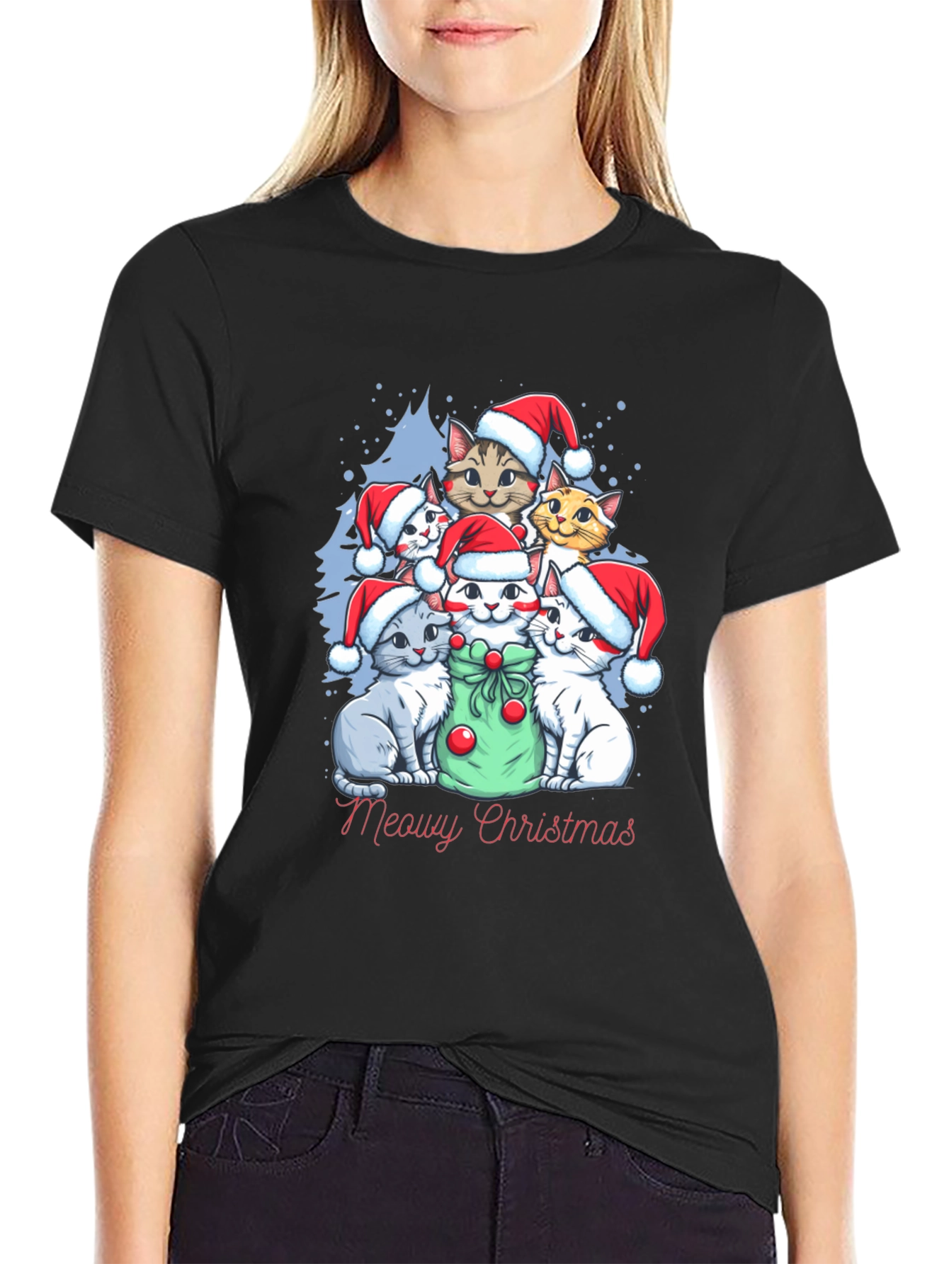Meowy Christmas Cat Lover T-Shirt
