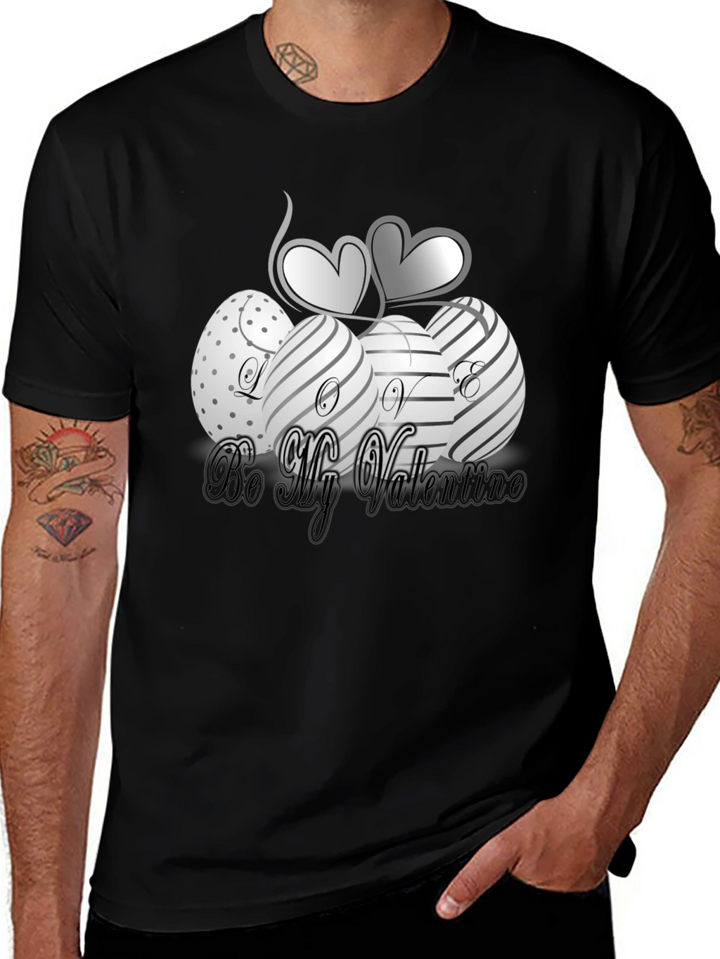 Valentines Day Graphic T-Shirt - Stylish Black Tee