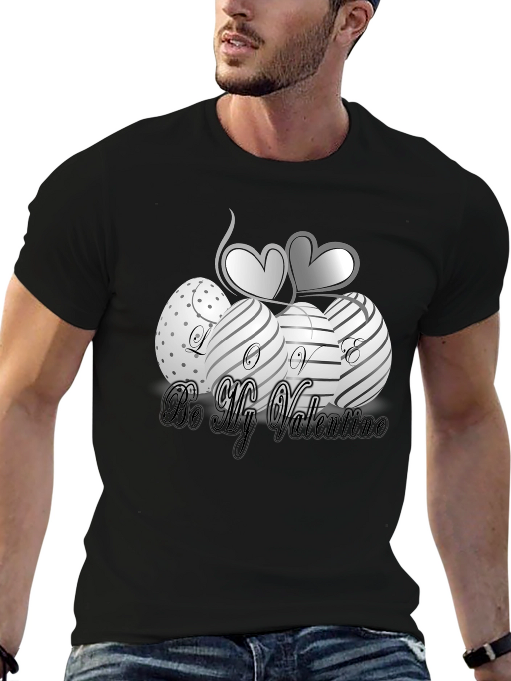 Valentines Day Graphic T-Shirt - Stylish Black Tee