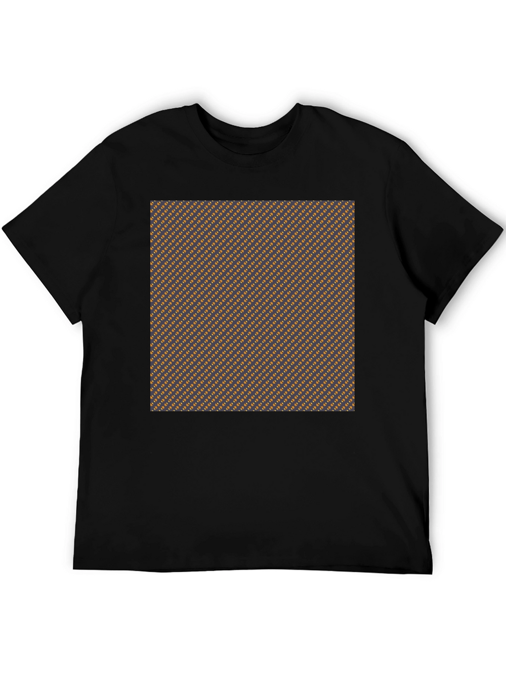 Stylish Black Tee with Brown Geometric Pattern