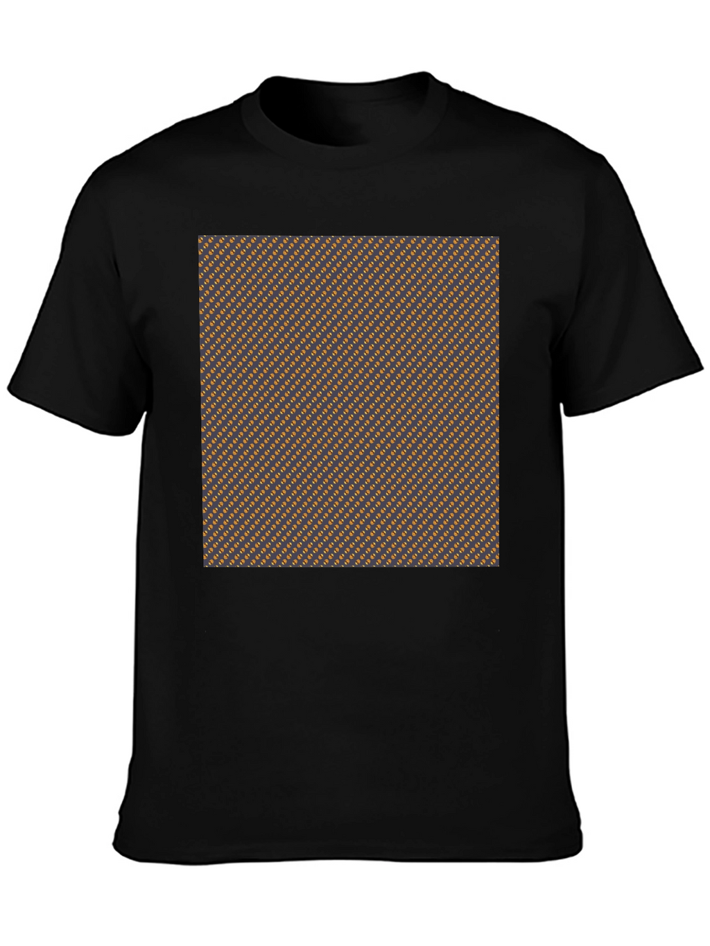 Stylish Black Tee with Brown Geometric Pattern