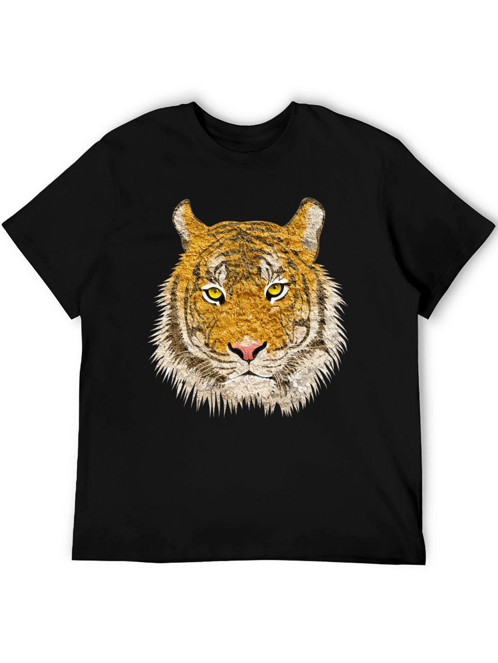 Tiger Face Graphic Print Black T-Shirt