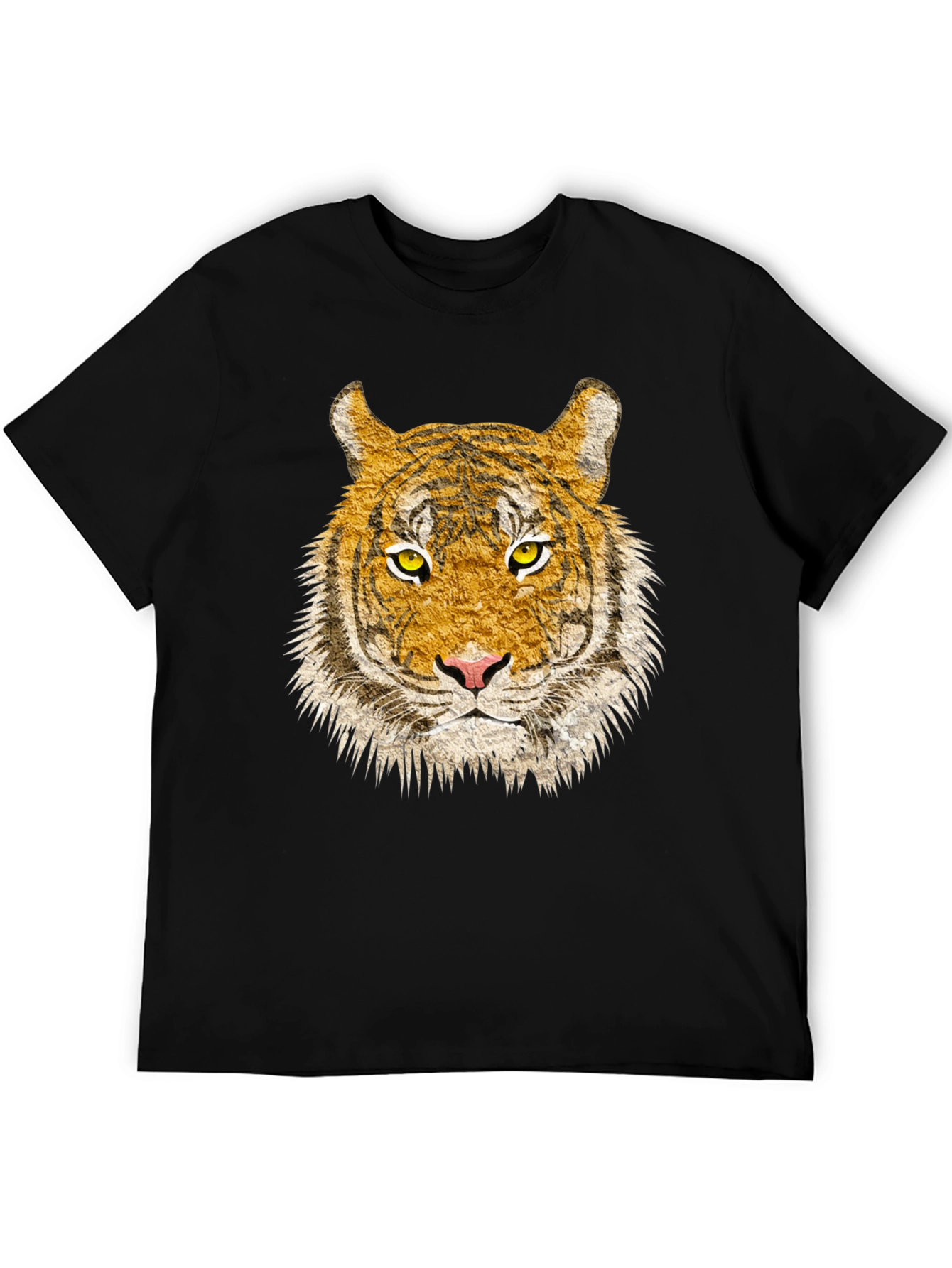 Tiger Face Graphic Print Black T-Shirt