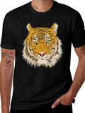 Tiger Face Graphic Print Black T-Shirt