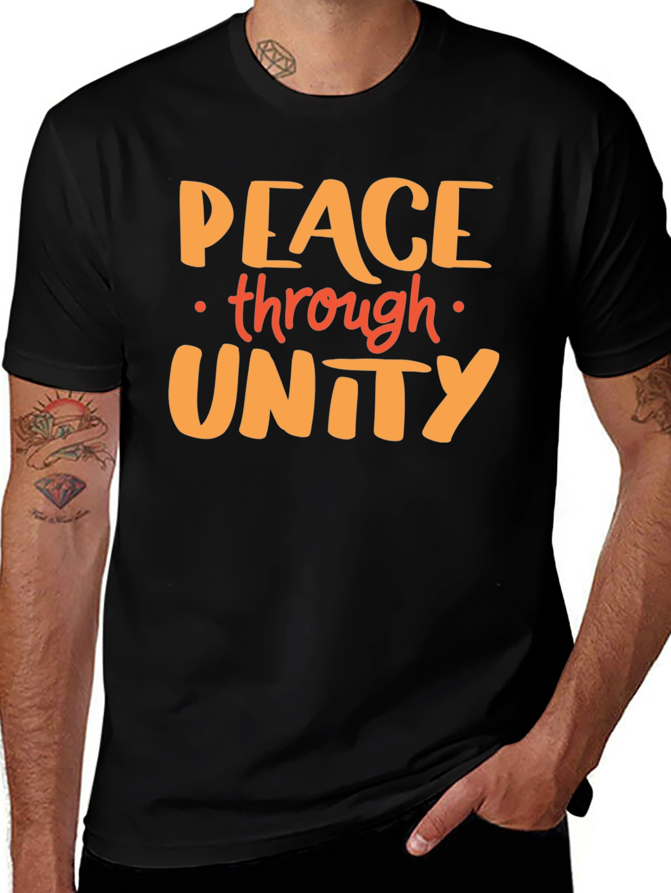Peace Through Unity Graphic Tee - Black