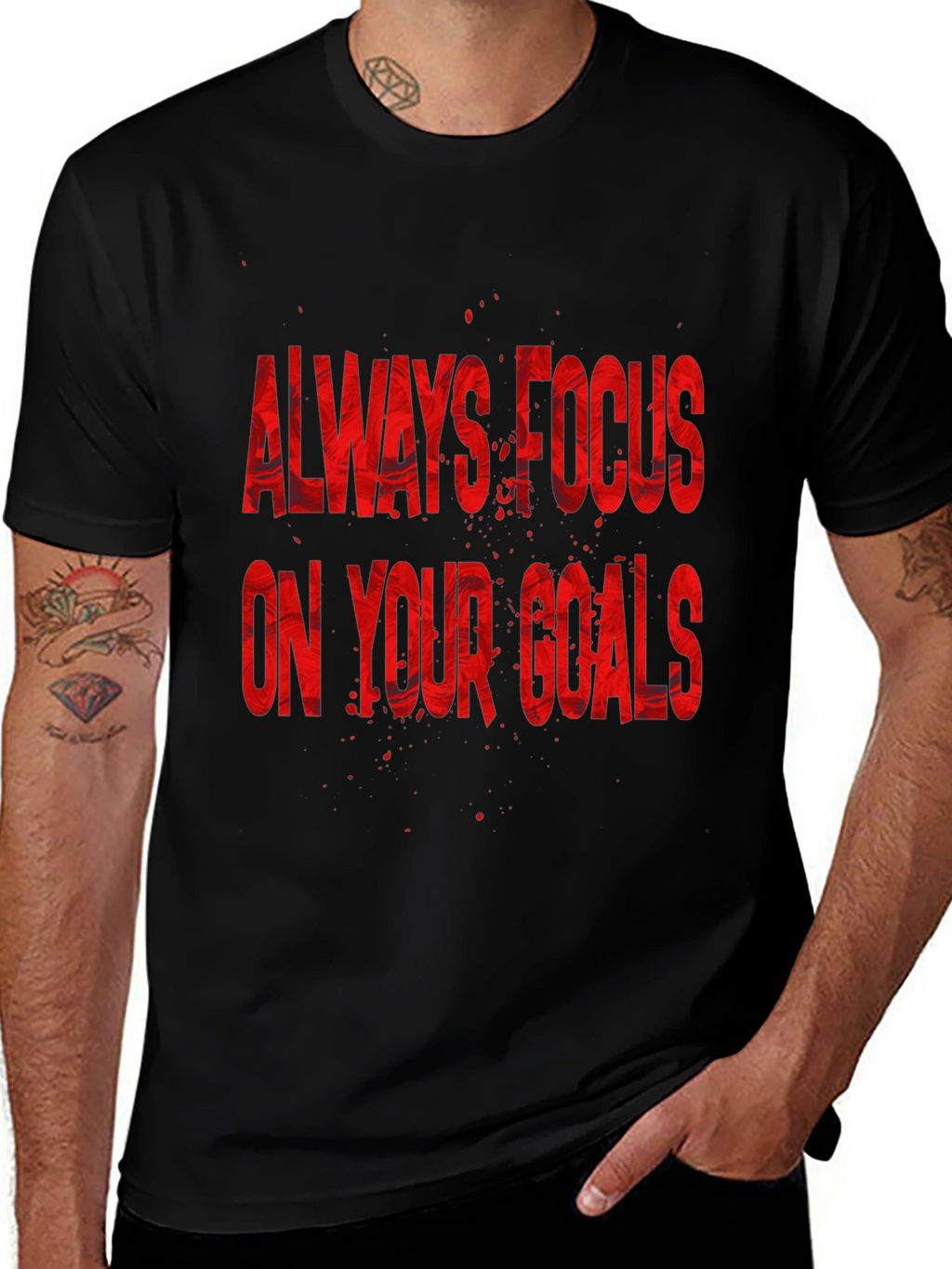 Focus On Your Goals Black Graphic T-Shirt