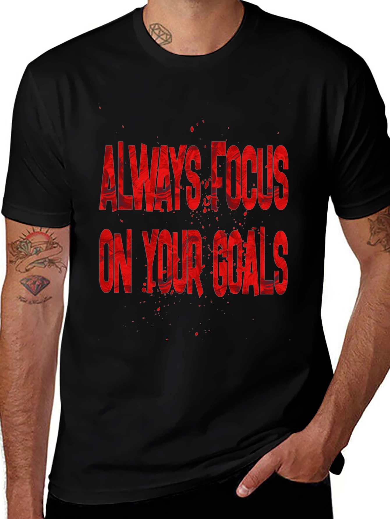 Focus On Your Goals Black Graphic T-Shirt