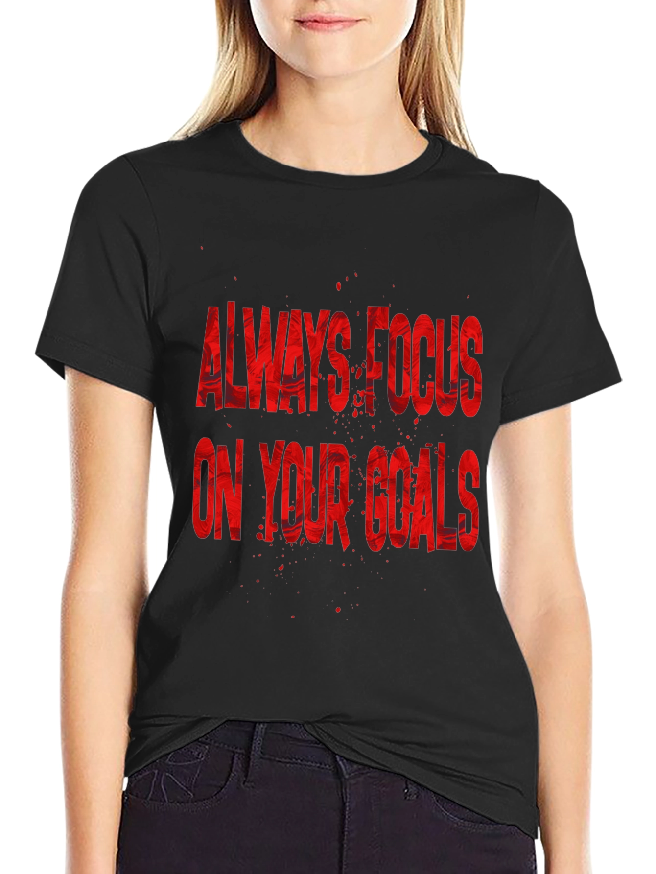 Focus On Your Goals Black Graphic T-Shirt
