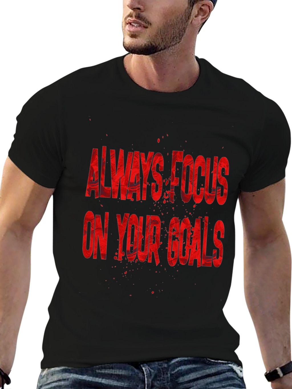 Focus On Your Goals Black Graphic T-Shirt