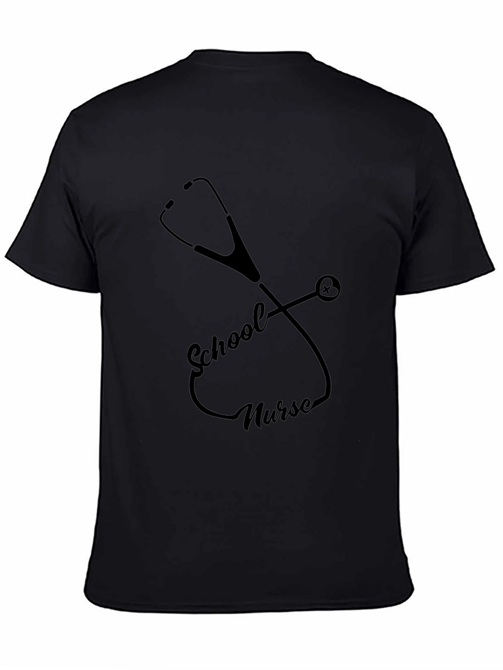 School Nurse Stethoscope Graphic Tee - Black