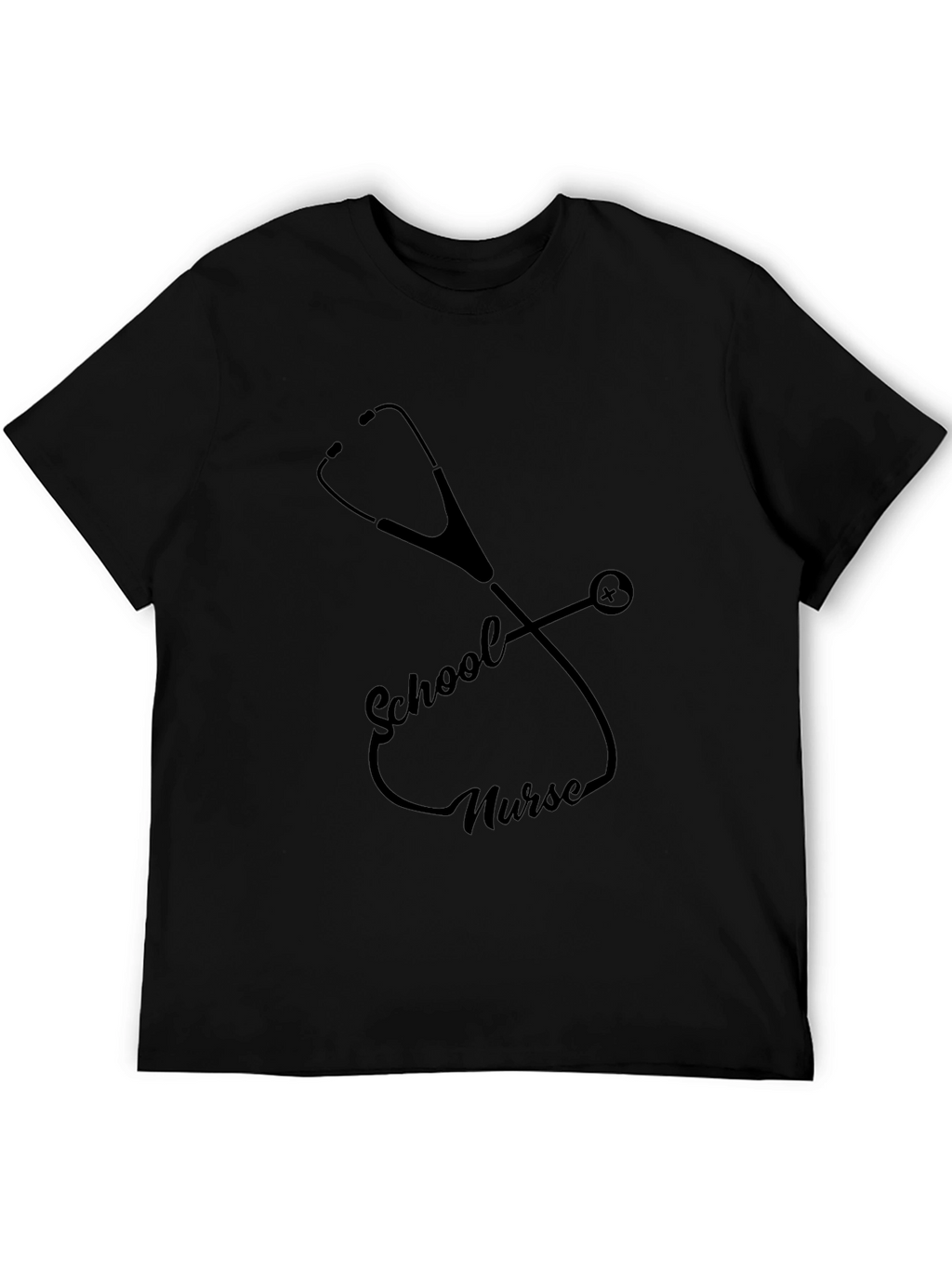 School Nurse Stethoscope Graphic Tee - Black