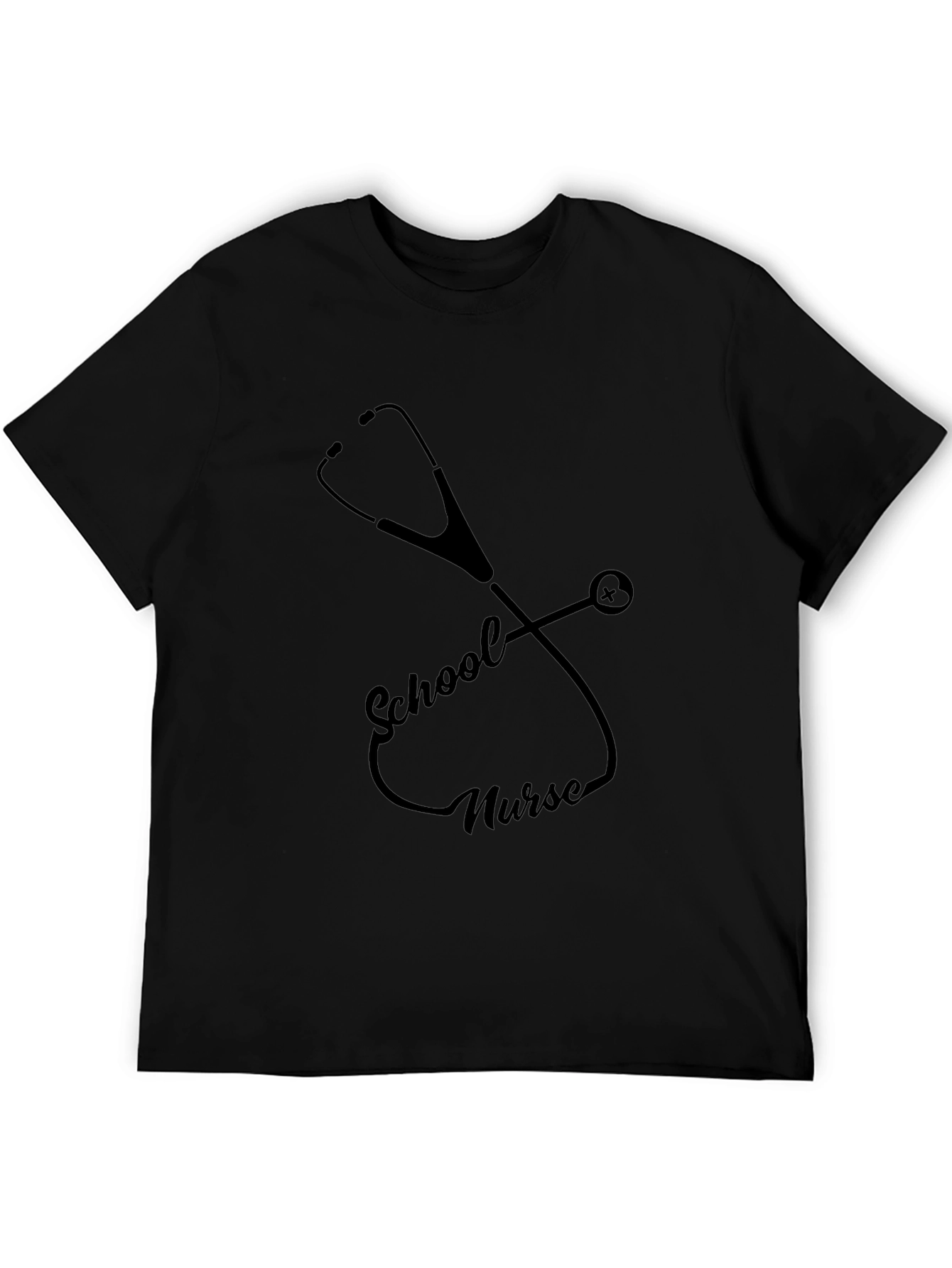 School Nurse Stethoscope Graphic Tee - Black