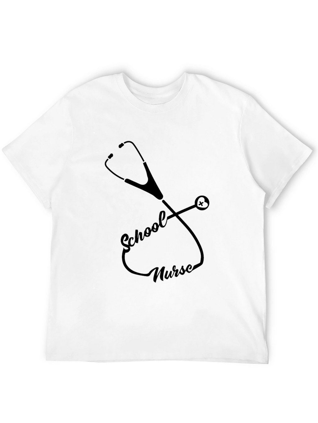 School Nurse Stethoscope Graphic Tee - Black