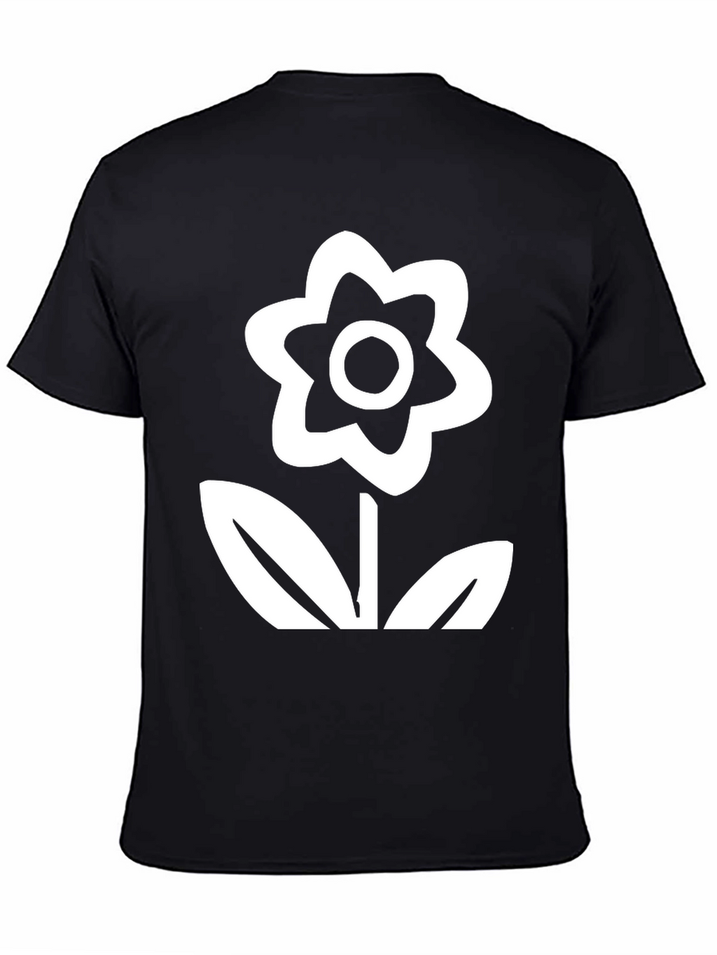 Black T-Shirt with Flower Print