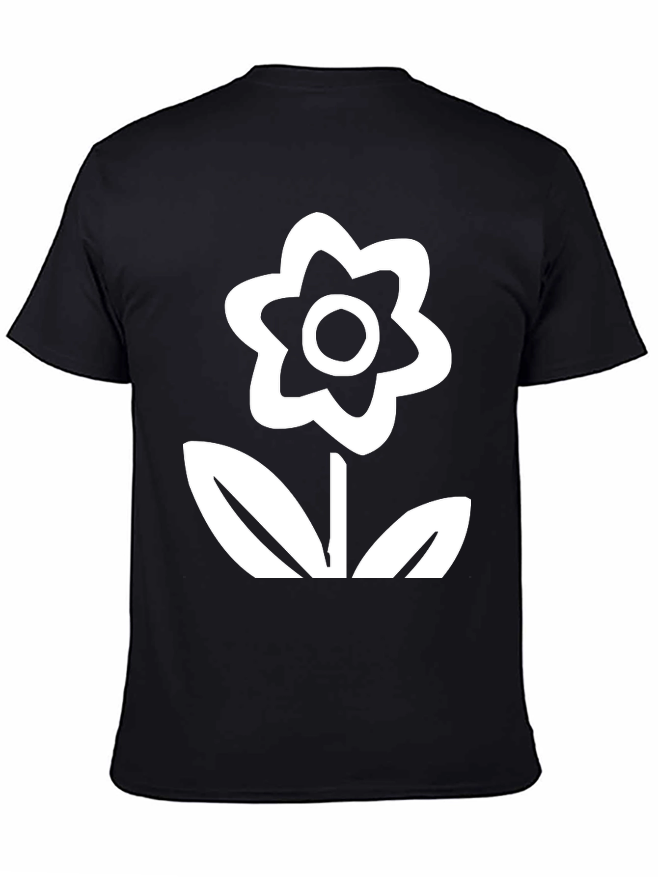 Black T-Shirt with Flower Print