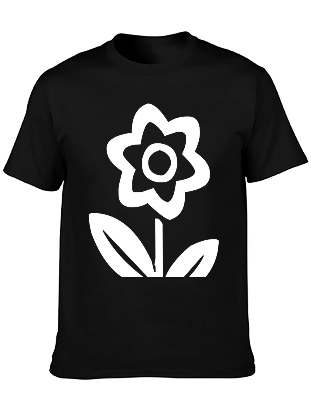 Black T-Shirt with Flower Print