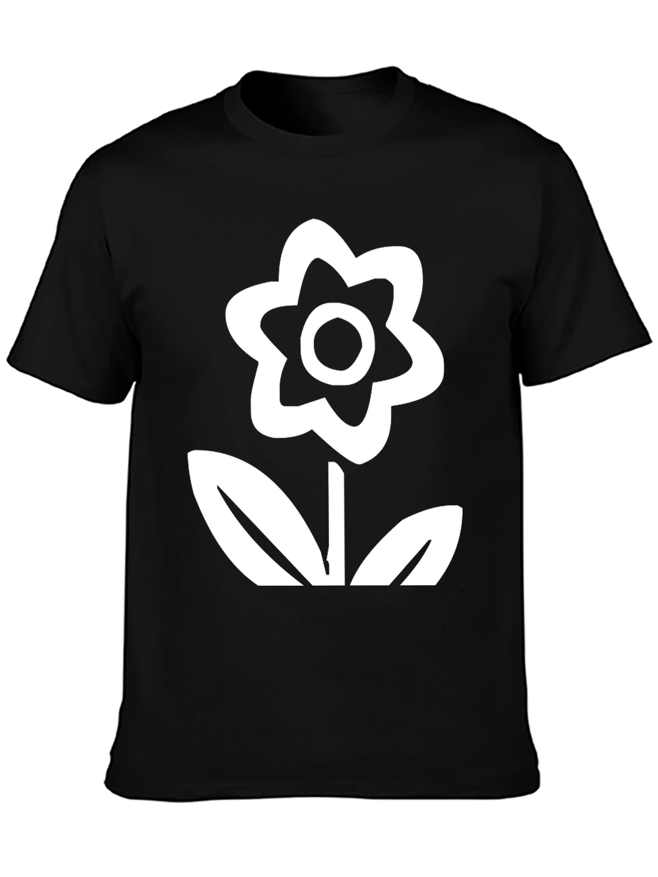 Black T-Shirt with Flower Print