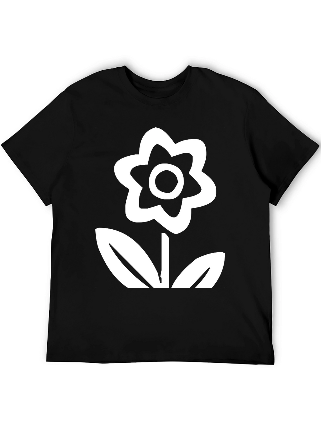 Black T-Shirt with Flower Print