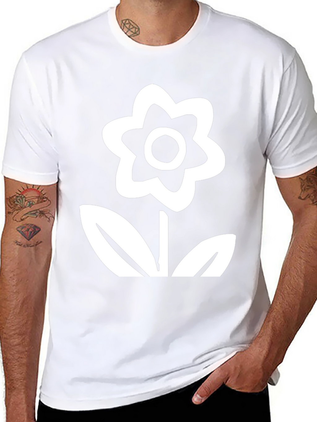 Black T-Shirt with Flower Print