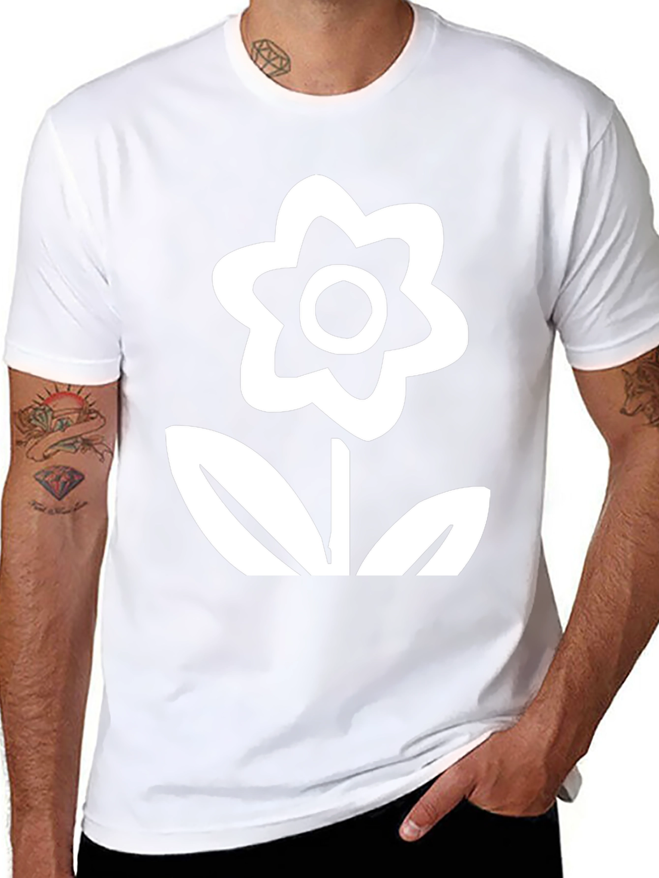 Black T-Shirt with Flower Print