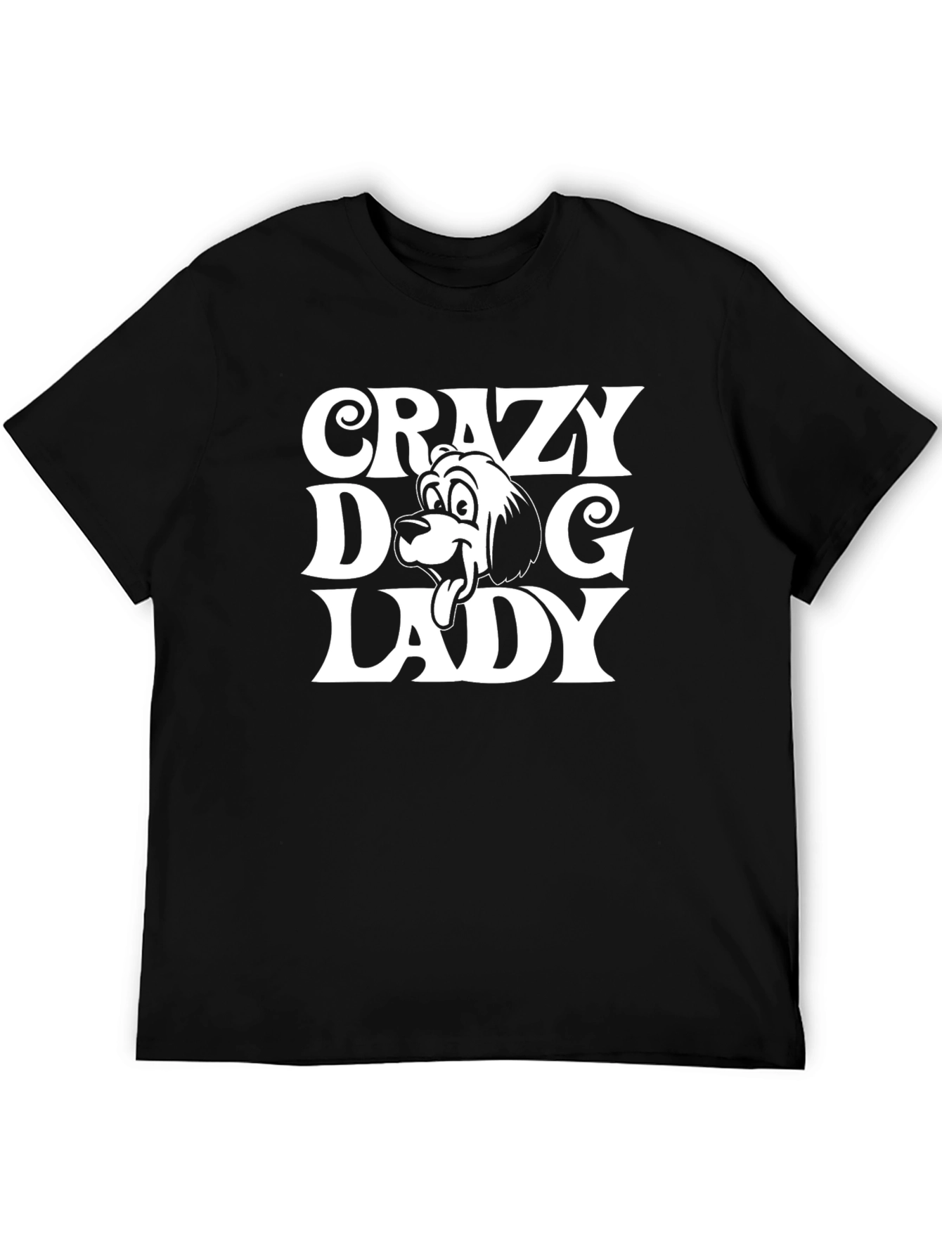 Crazy Dog Lady T-Shirt - Black Cotton Graphic Tee