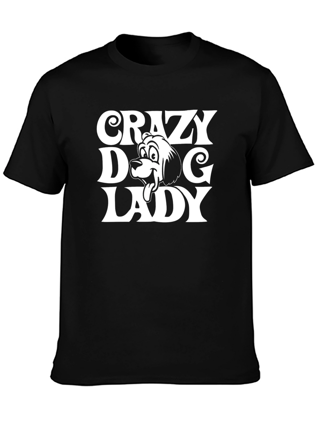 Crazy Dog Lady T-Shirt - Black Cotton Graphic Tee