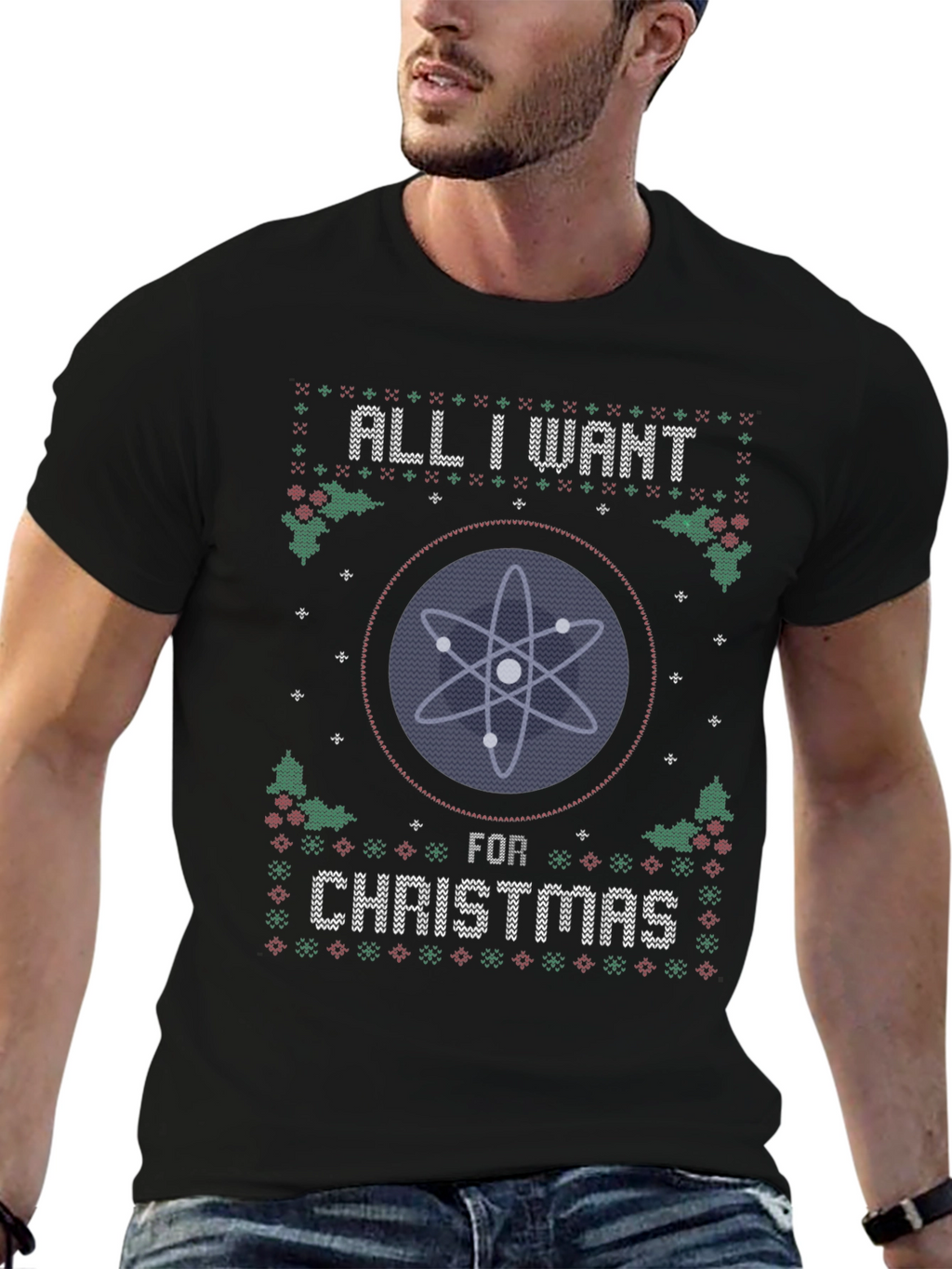 Atom Christmas Sweater T-Shirt - Science Holiday Tee