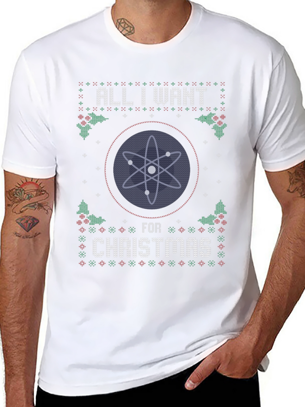 Atom Christmas Sweater T-Shirt - Science Holiday Tee