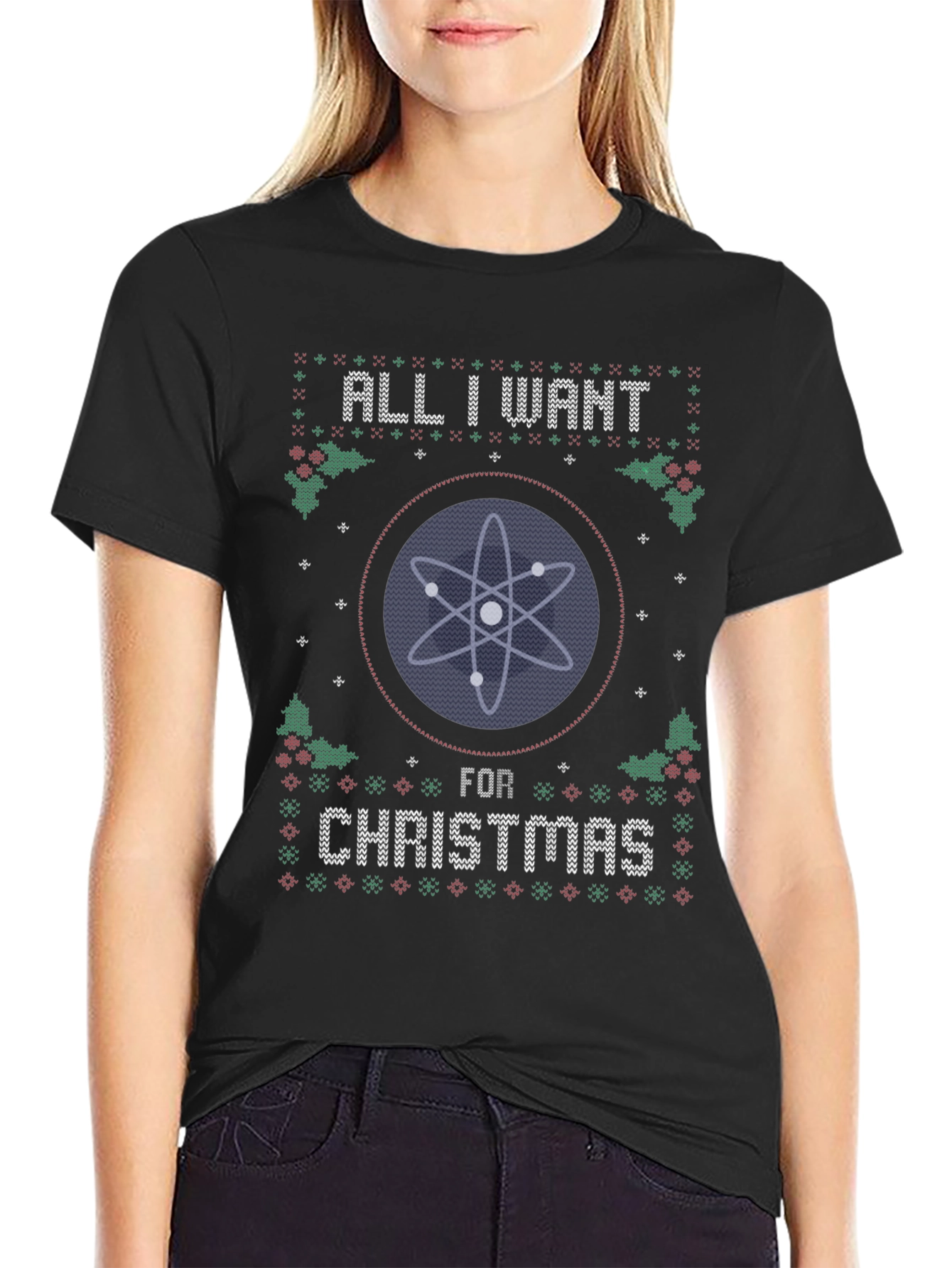 Atom Christmas Sweater T-Shirt - Science Holiday Tee