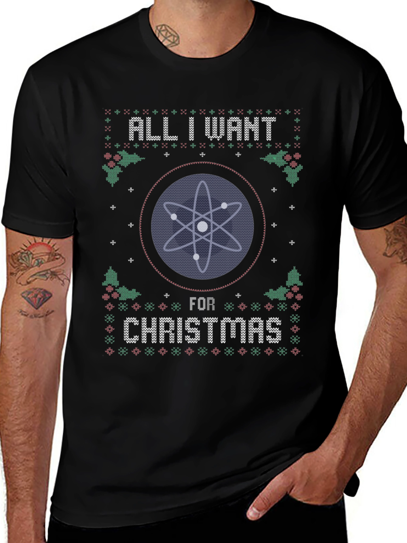 Atom Christmas Sweater T-Shirt - Science Holiday Tee