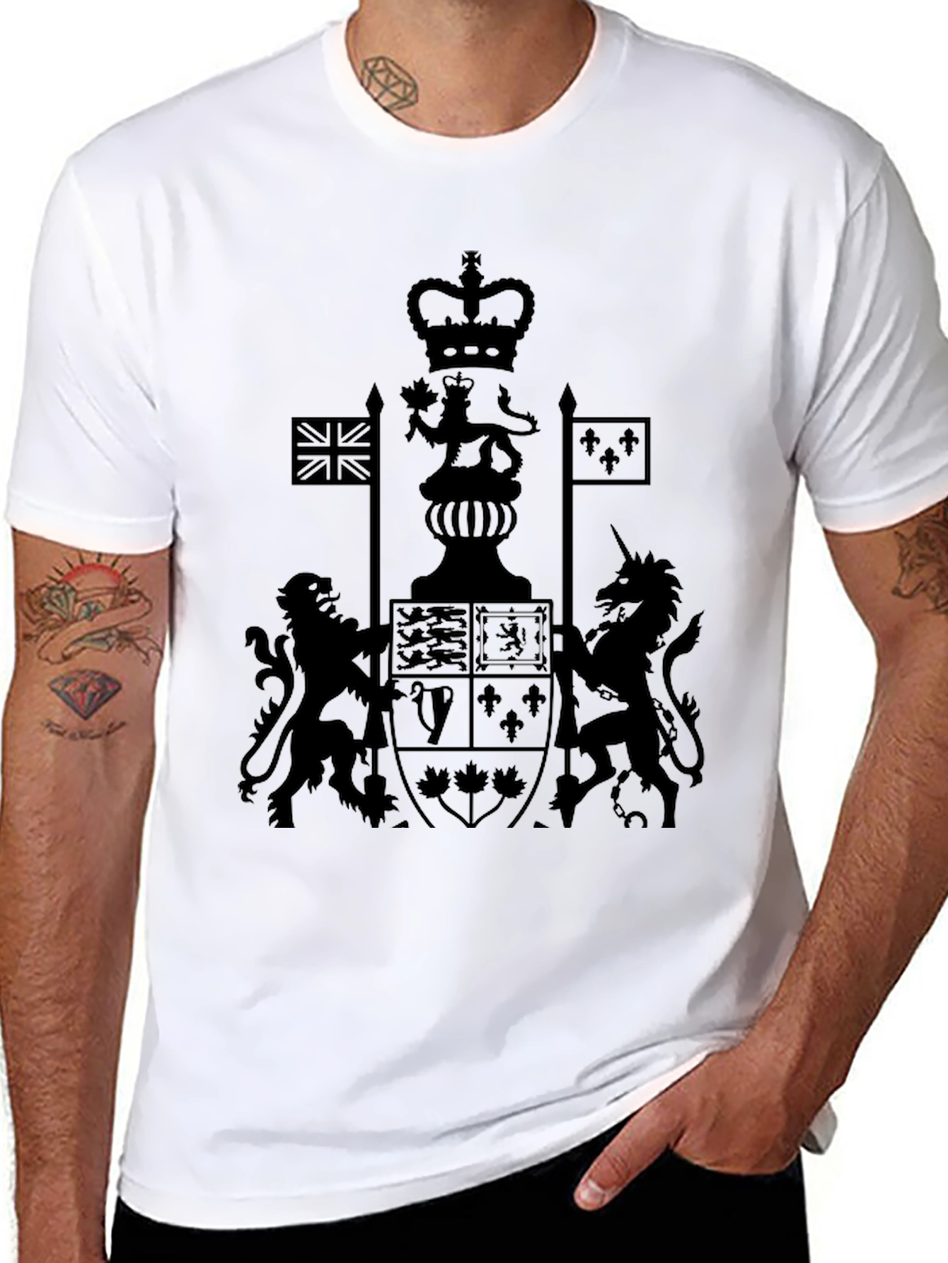Emblem Graphic T-Shirt - Black Crew Neck Tee
