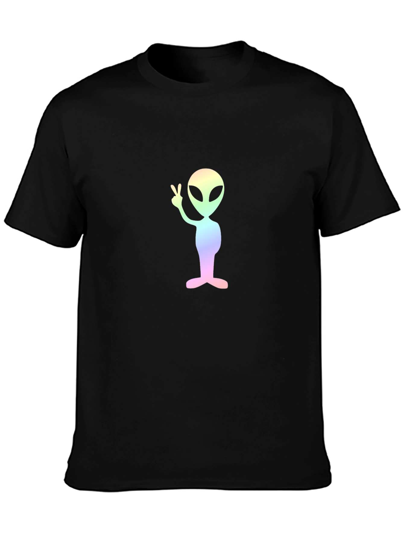 Peace Alien Graphic Tee - Black Cotton T-Shirt