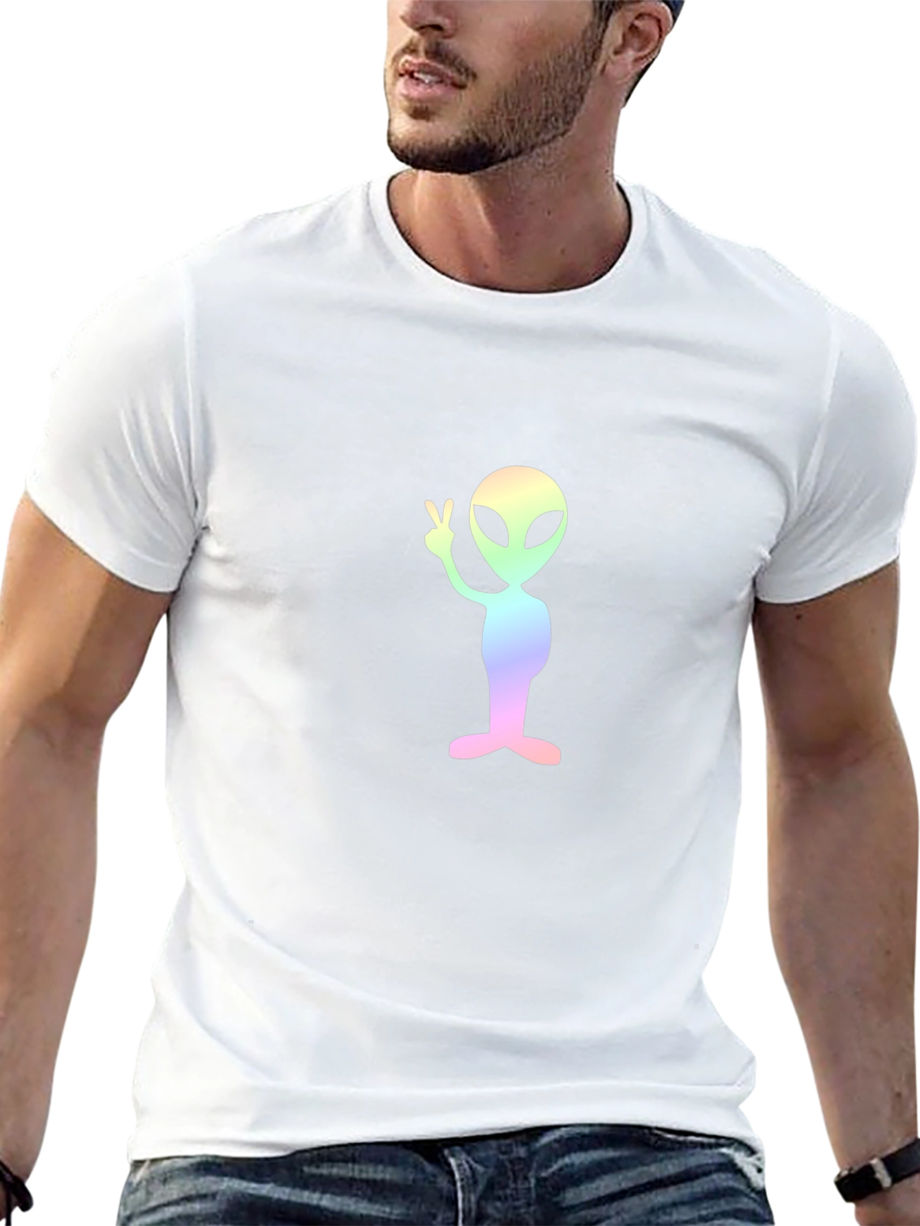 Peace Alien Graphic Tee - Black Cotton T-Shirt