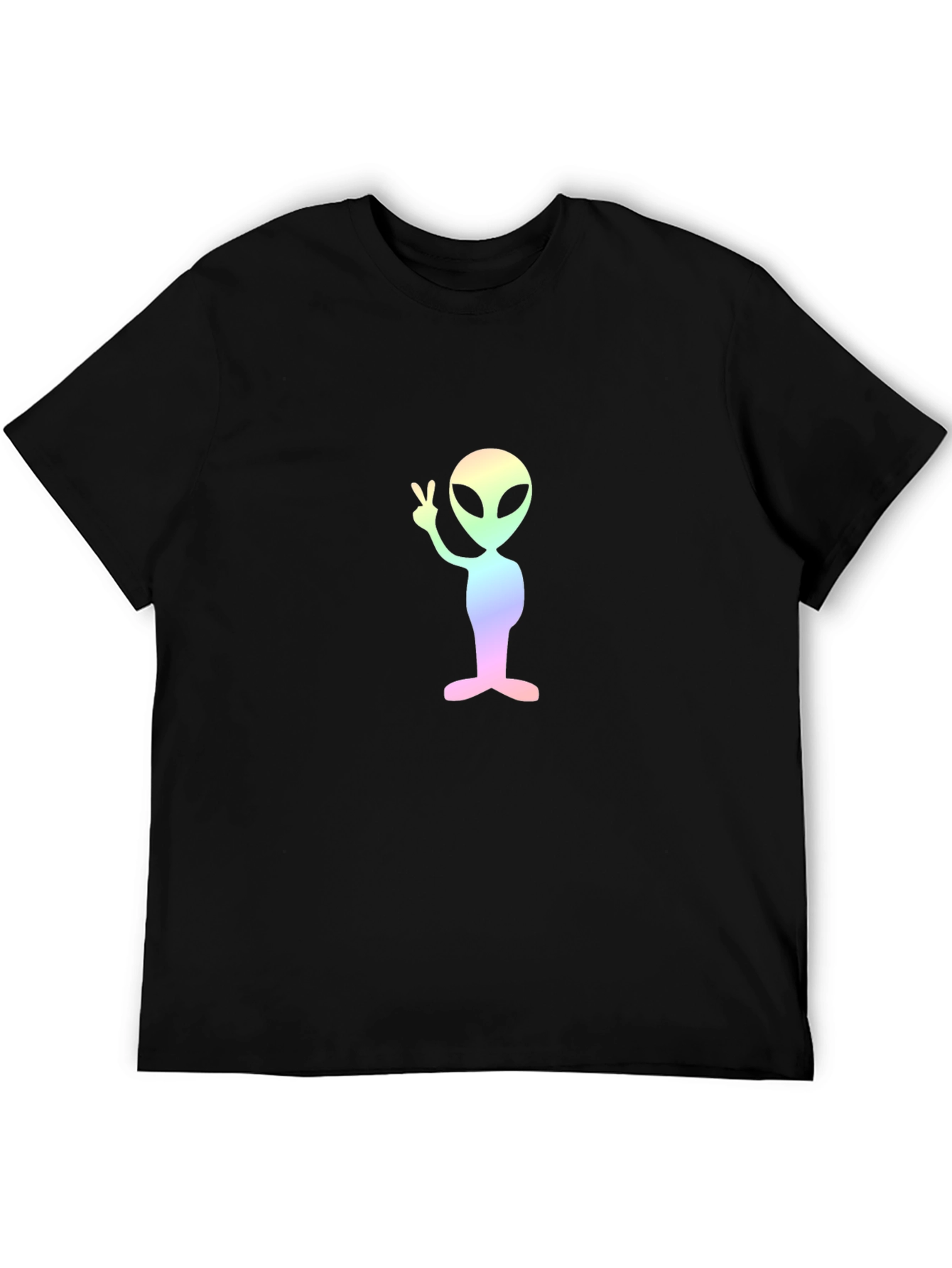 Peace Alien Graphic Tee - Black Cotton T-Shirt