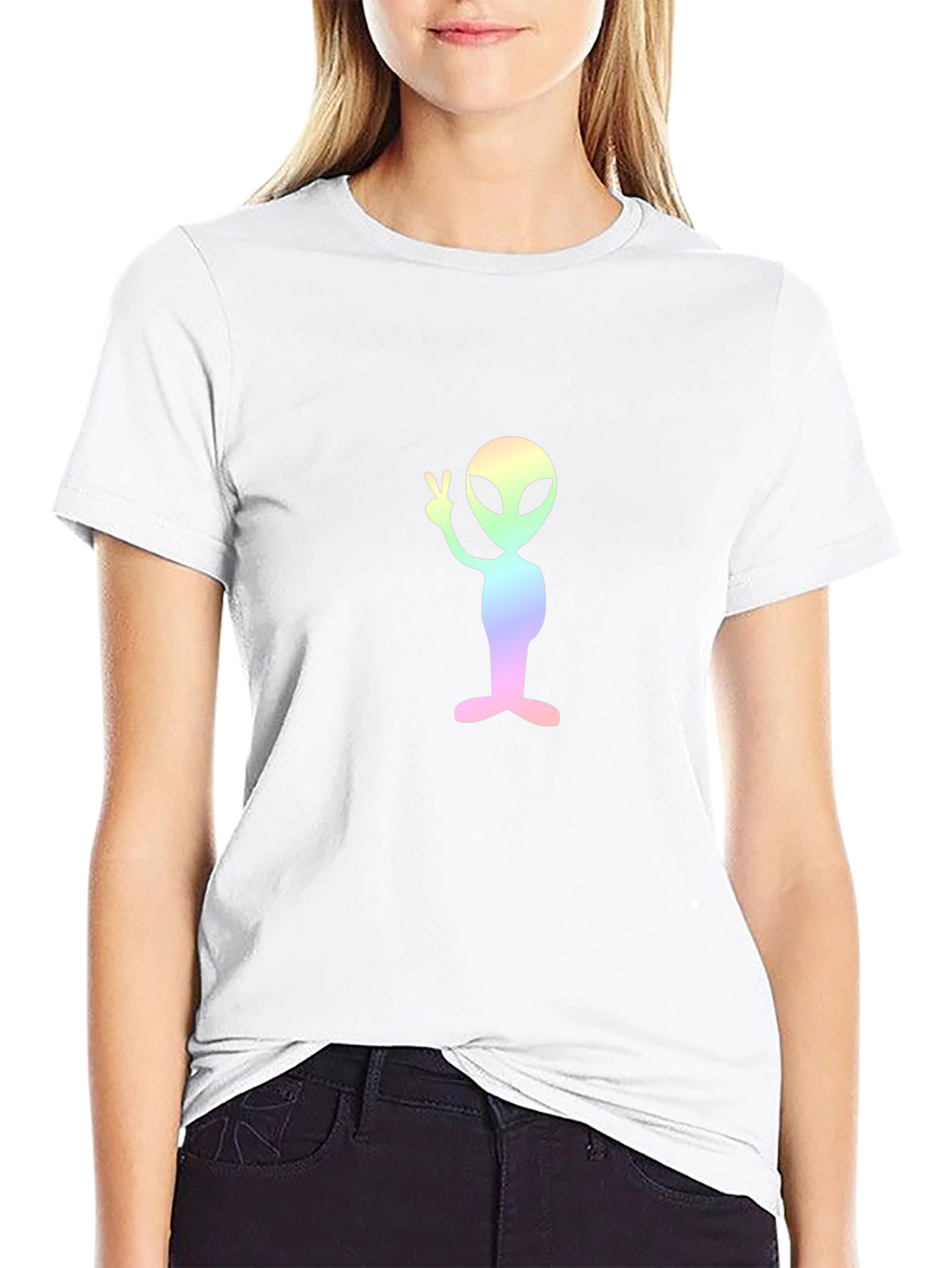 Peace Alien Graphic Tee - Black Cotton T-Shirt