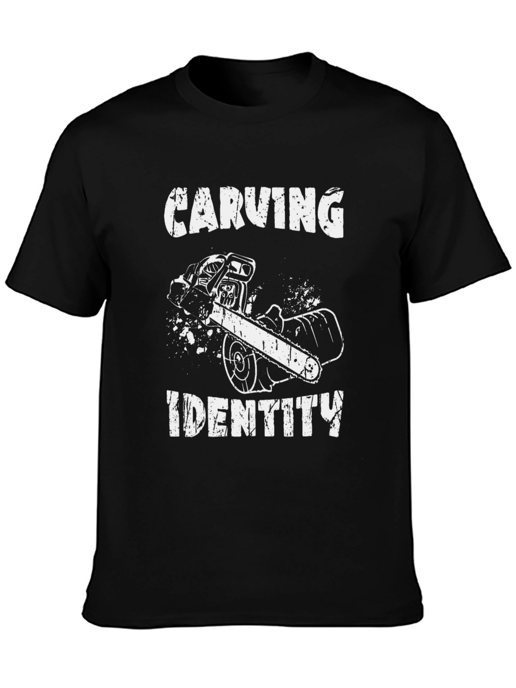 Carving Identity Graphic Tee - Chainsaw Design Black T-Shirt