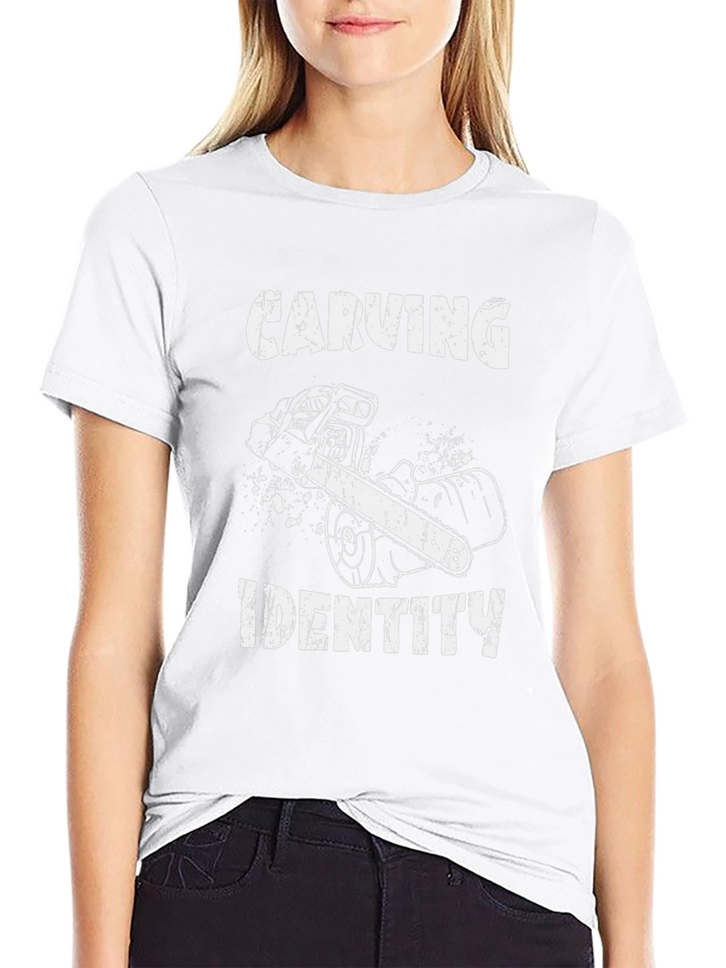 Carving Identity Graphic Tee - Chainsaw Design Black T-Shirt