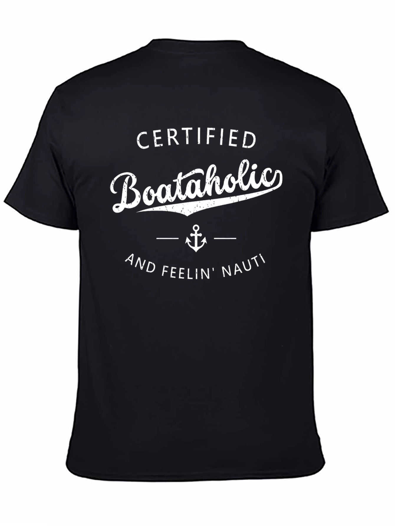 Certified Boataholic Black T-Shirt: Nauti Vibes