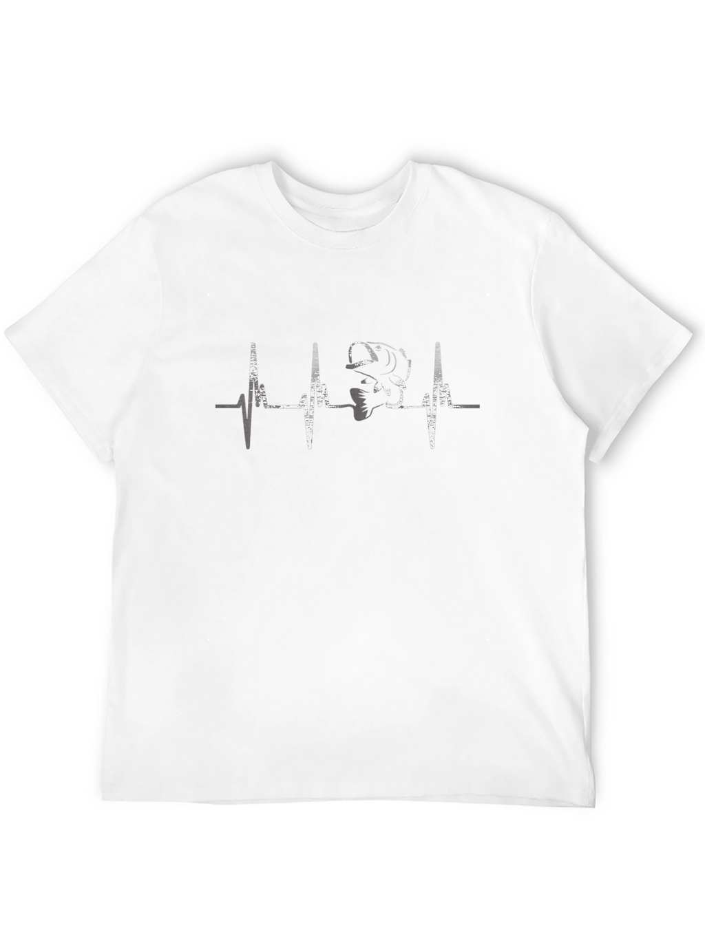 Bass Fishing Heartbeat T-Shirt - Black