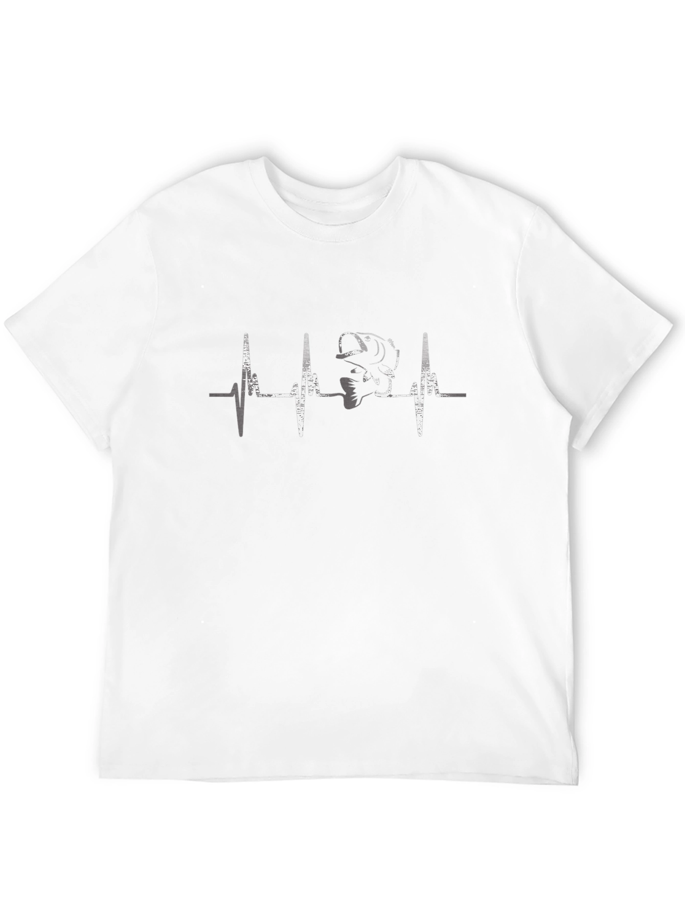 Bass Fishing Heartbeat T-Shirt - Black