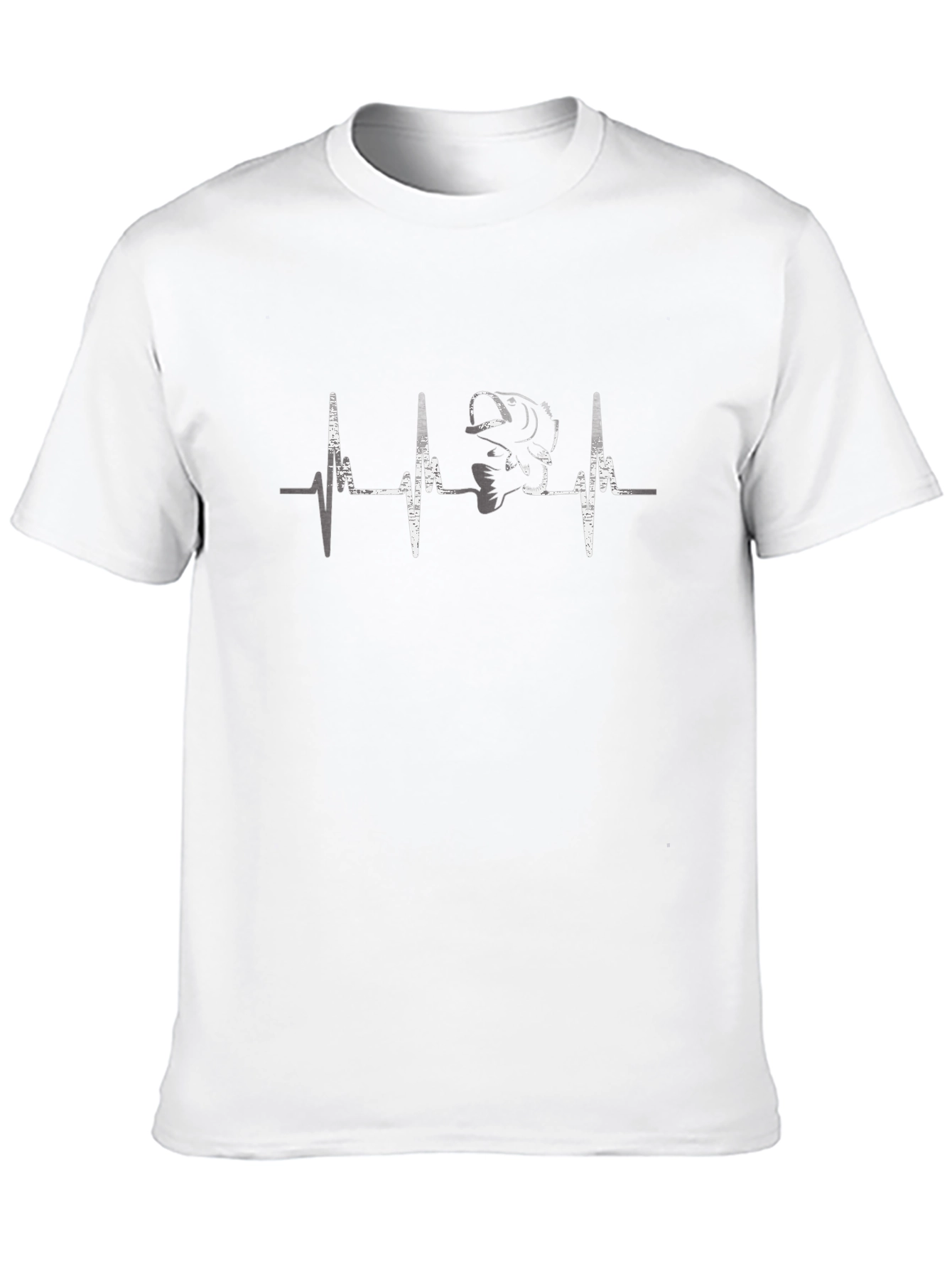 Bass Fishing Heartbeat T-Shirt - Black