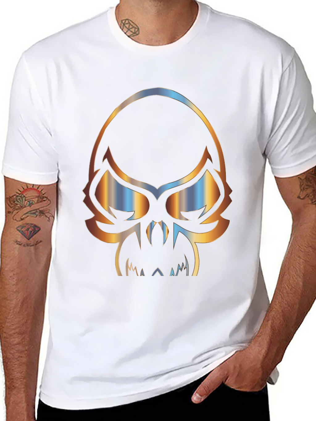 Skull Graphic Print Mens Black T-Shirt