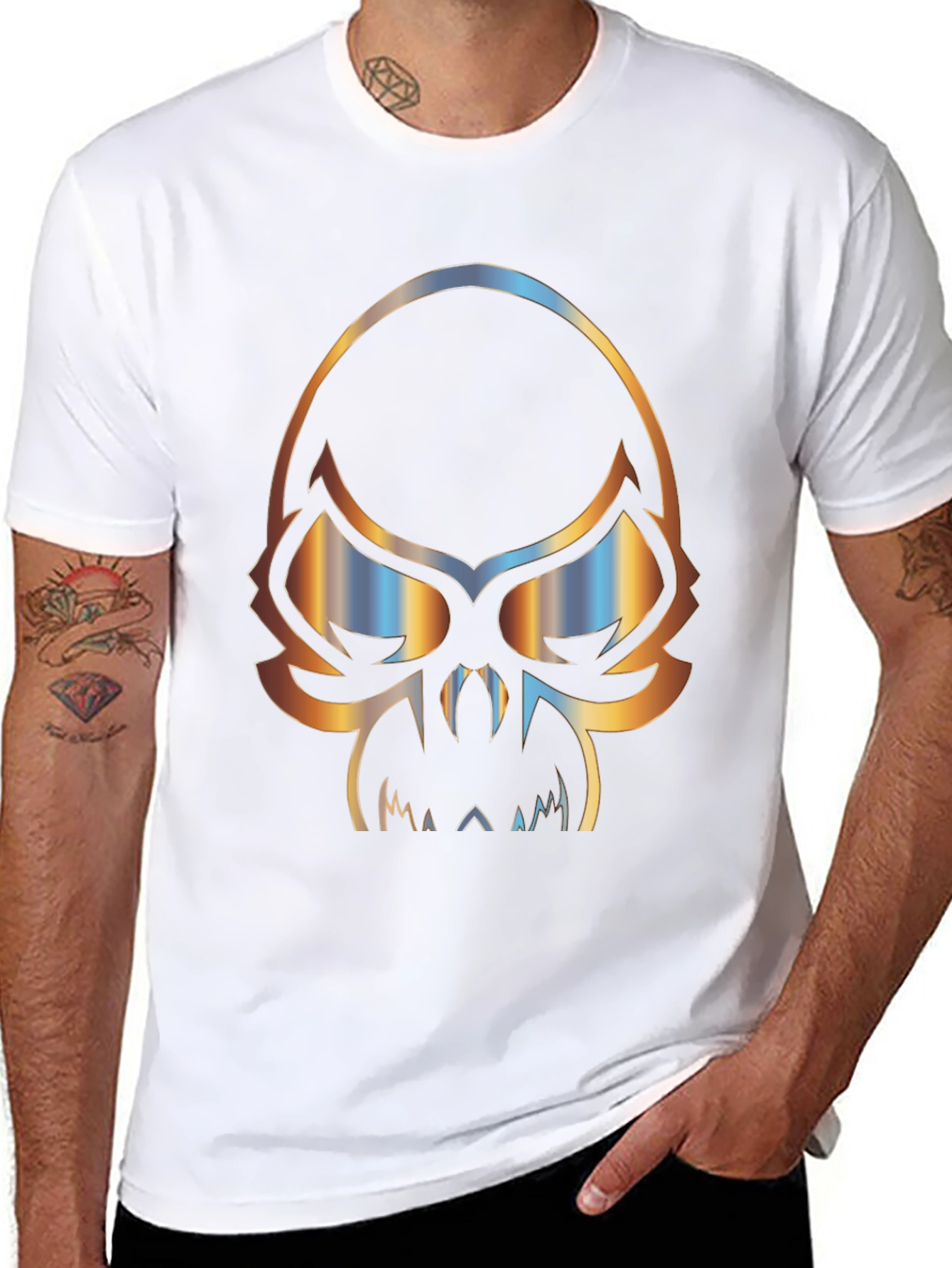 Skull Graphic Print Mens Black T-Shirt