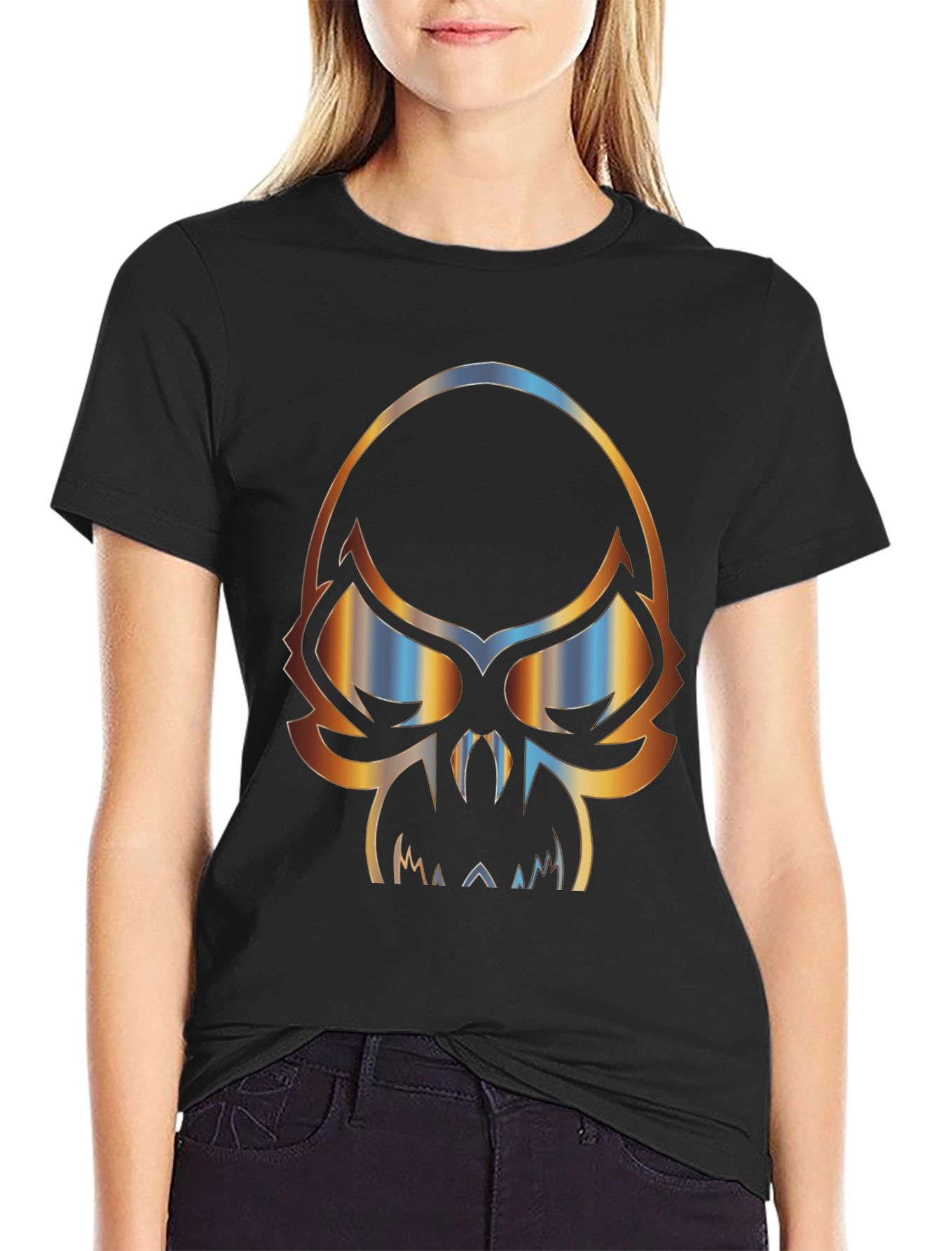 Skull Graphic Print Mens Black T-Shirt