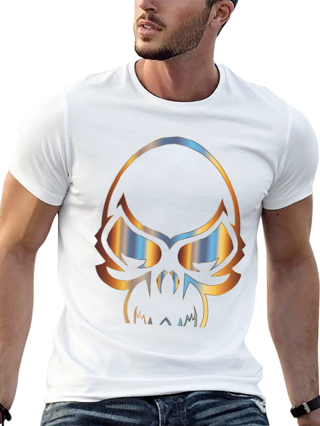 Skull Graphic Print Mens Black T-Shirt
