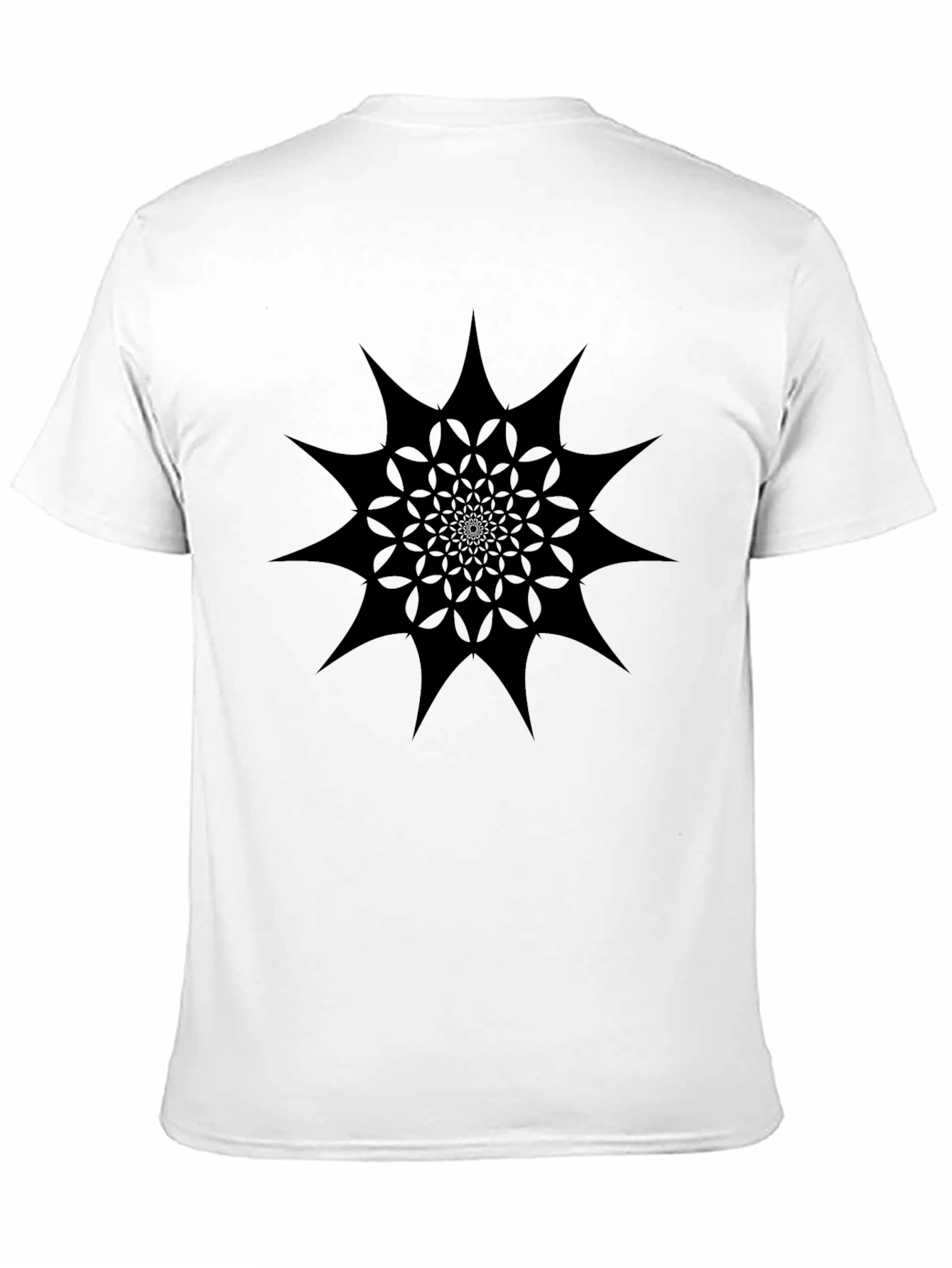 Abstract Geometric Starburst Black Graphic Tee