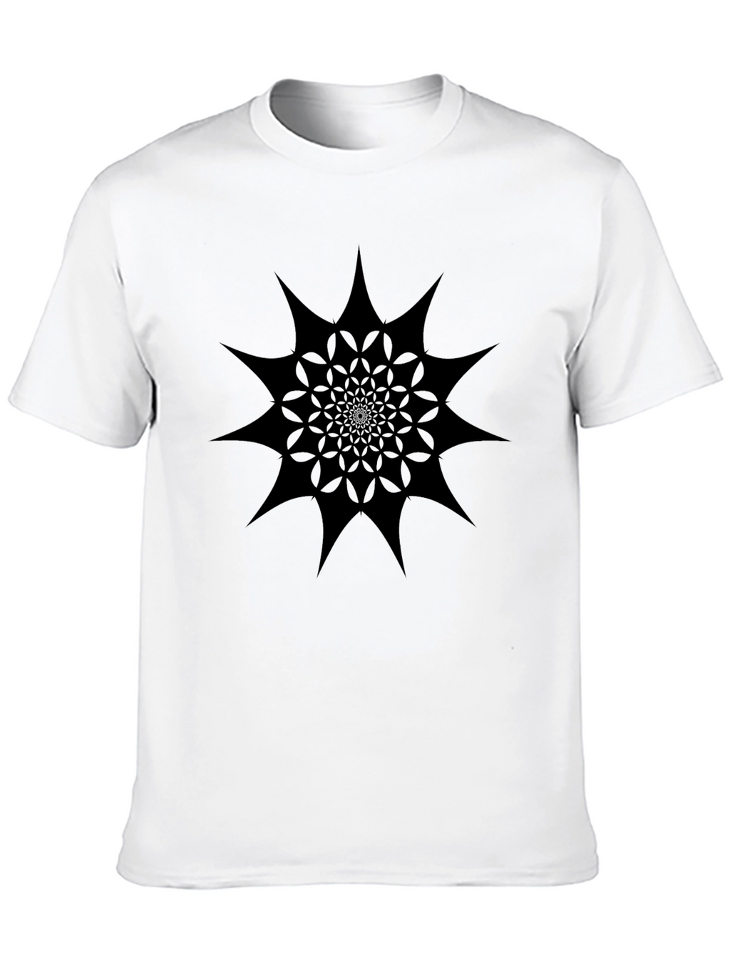 Abstract Geometric Starburst Black Graphic Tee